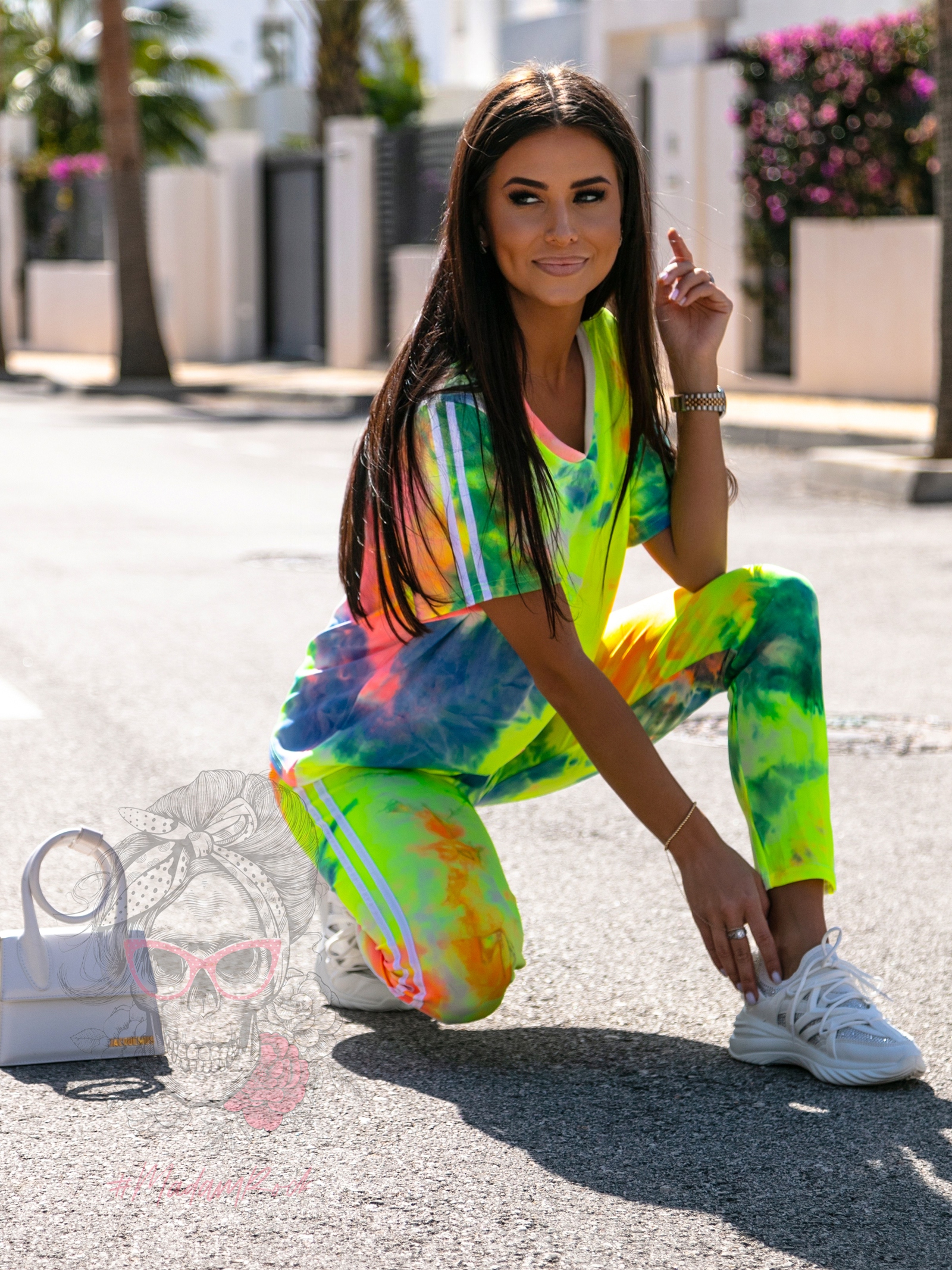 Komplet sportowy TieDyes ombre neonowy żółty Komplet sportowy TieDyes ombre neonowy żółty