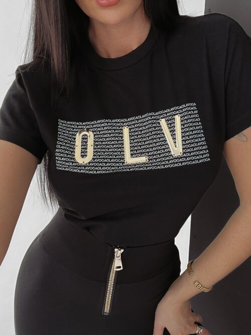 T-shirt bawełniany Betty Ola Voga czarny