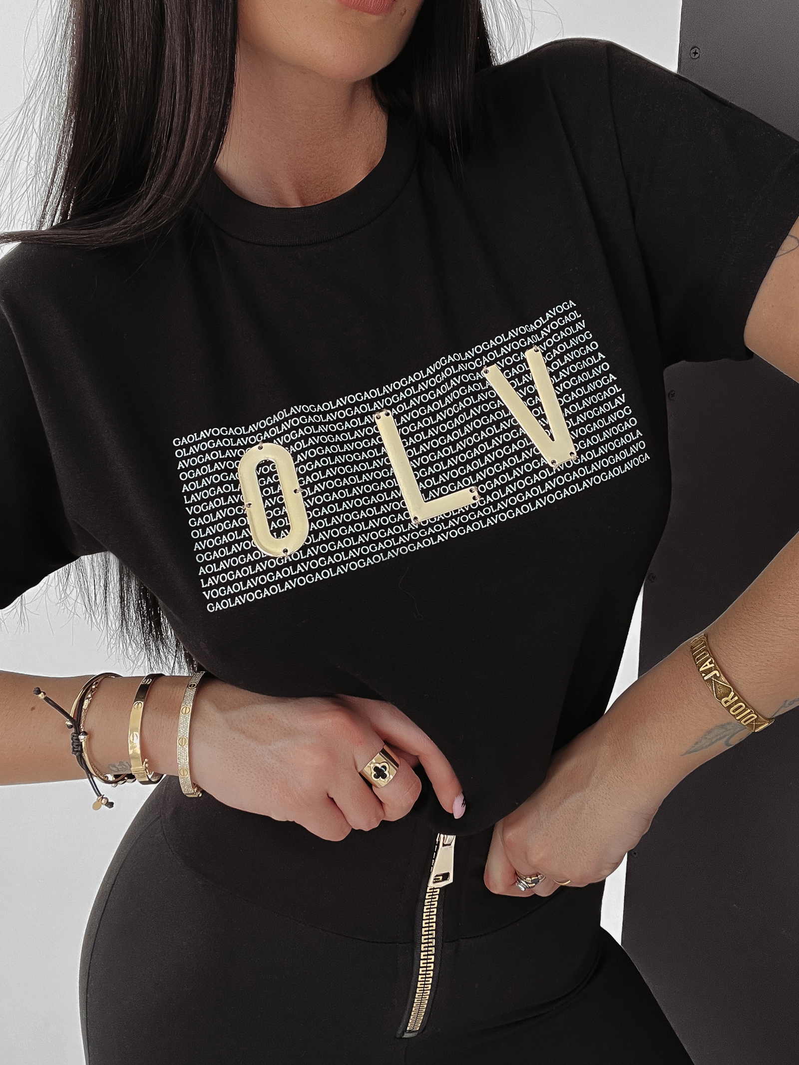 T-shirt bawełniany Betty Ola Voga czarny