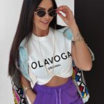 T-shirt basicowy Jolie Ola Voga ecru