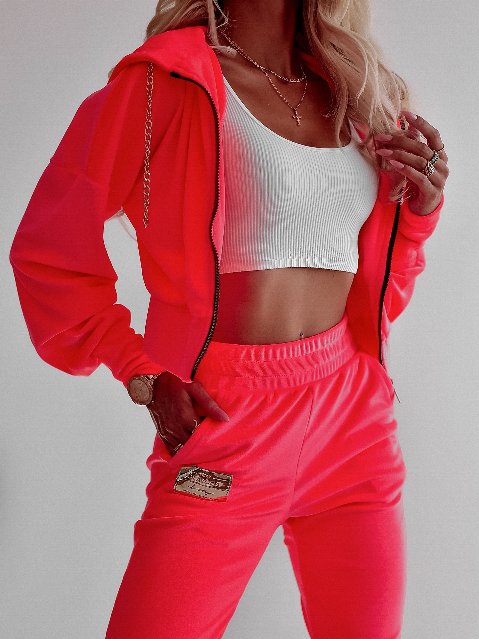 Komplet z łańcuszkami Miley Ola Voga neonowy róż