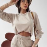 Komplet damski logowany Lilly Ola Voga beżowy