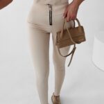 Legginsy ze złotym suwakiem Hedwig Ola Voga j.beżowe