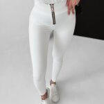 Legginsy ze złotym suwakiem Hedwig Ola Voga ecru