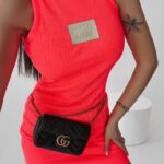 Sukienka prążkowana Maddie Ola Voga neonowy róż