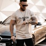 T-shirt męski z nadrukiem 3d Ernesto Ola Voga beżowy