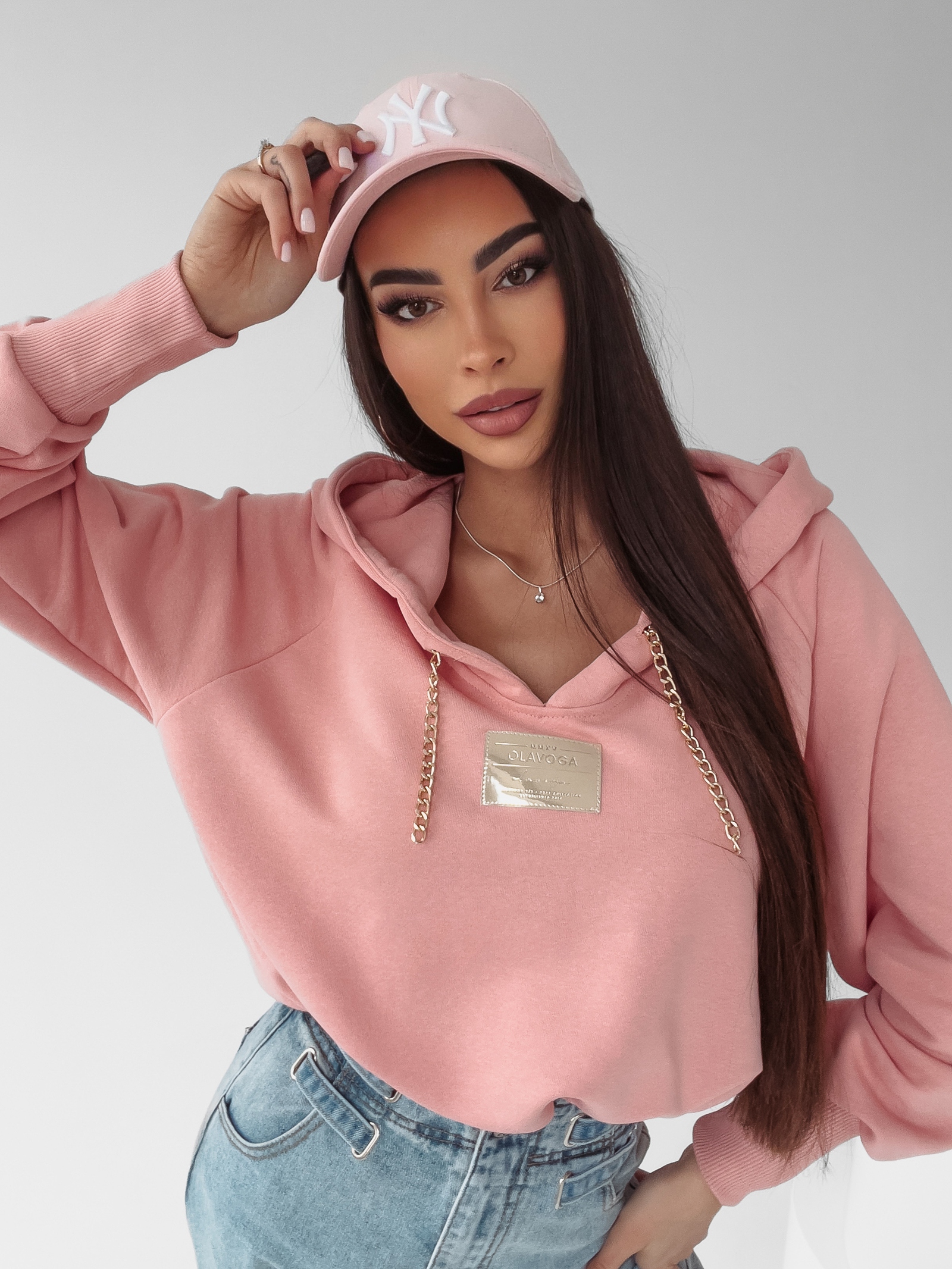 Bluza krótka z kapturem Marma Ola Voga różowa