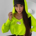 Bluza krótka z kapturem Marma Ola Voga limonkowa