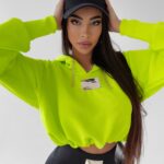 Bluza krótka z kapturem Marma Ola Voga limonkowa