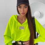 Bluza krótka z kapturem Marma Ola Voga limonkowa