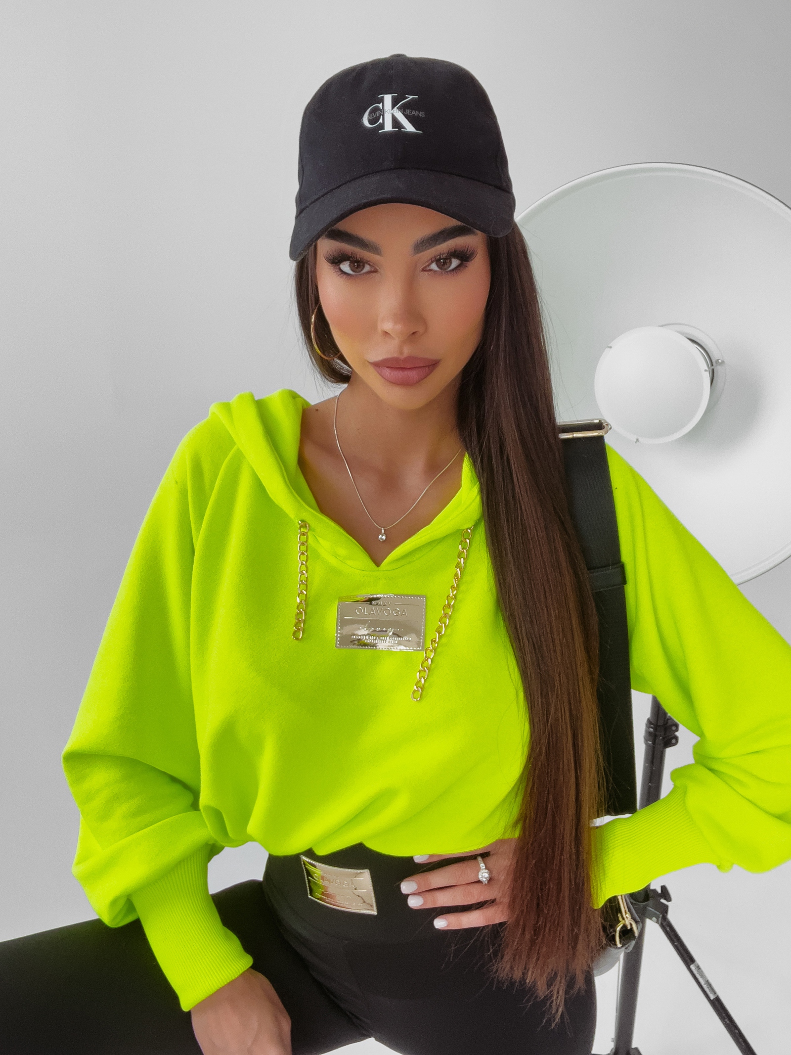 Bluza krótka z kapturem Marma Ola Voga limonkowa Bluza krótka z kapturem Marma Ola Voga limonkowa