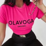 T-shirt basicowy Jolie Ola Voga amarantowy