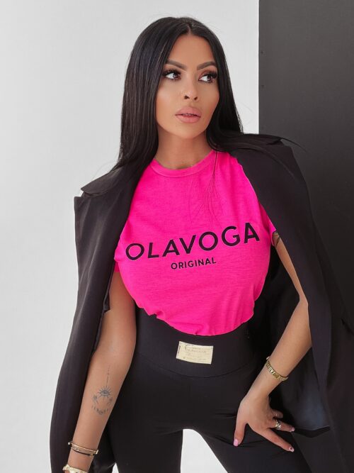 T-shirt basicowy Jolie Ola Voga amarantowy