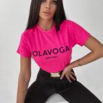 T-shirt basicowy Jolie Ola Voga amarantowy