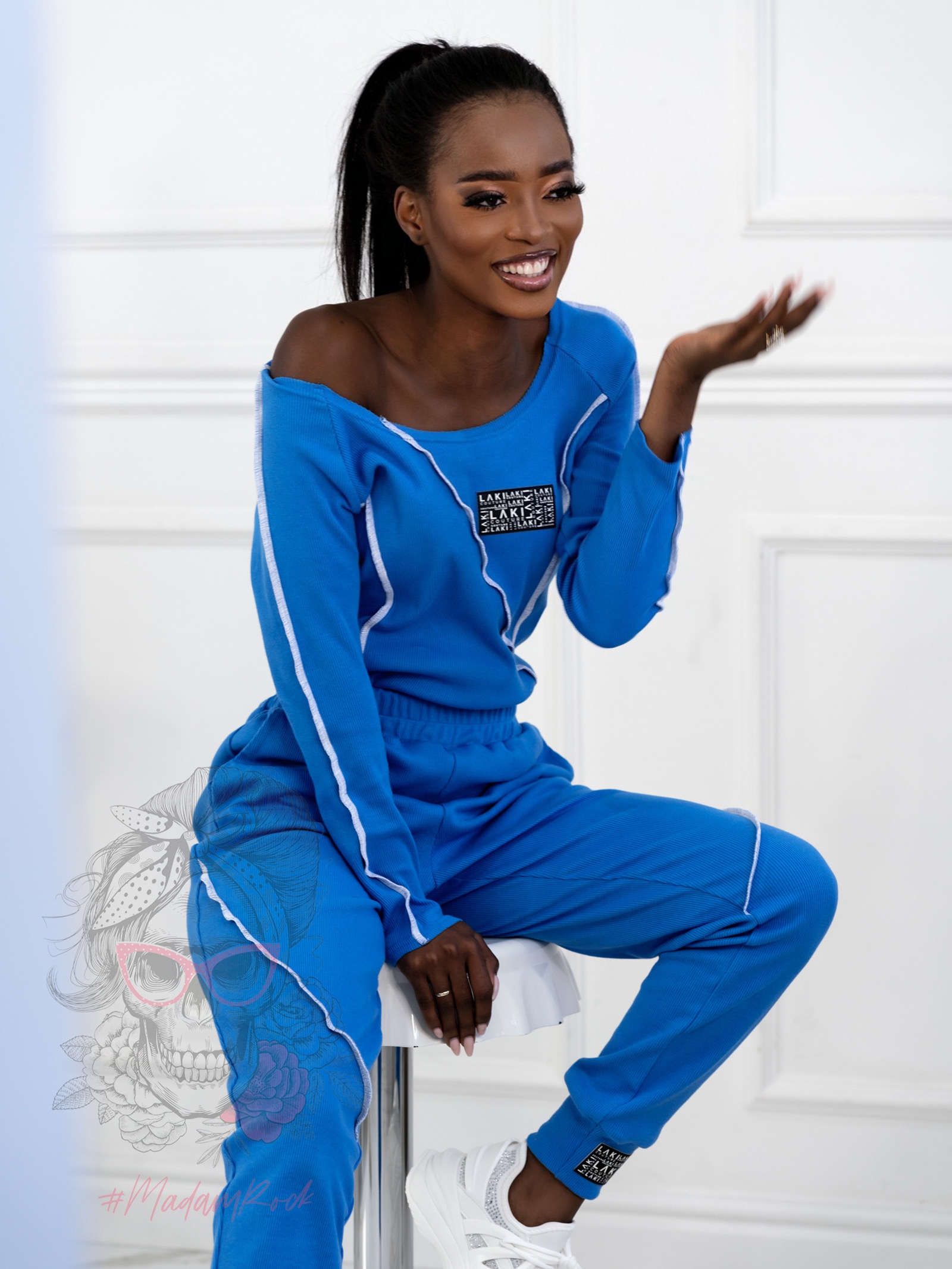 Komplet prążkowany Laki Spring niebieski