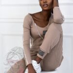 Komplet prążkowany Laki Spring cappuccino