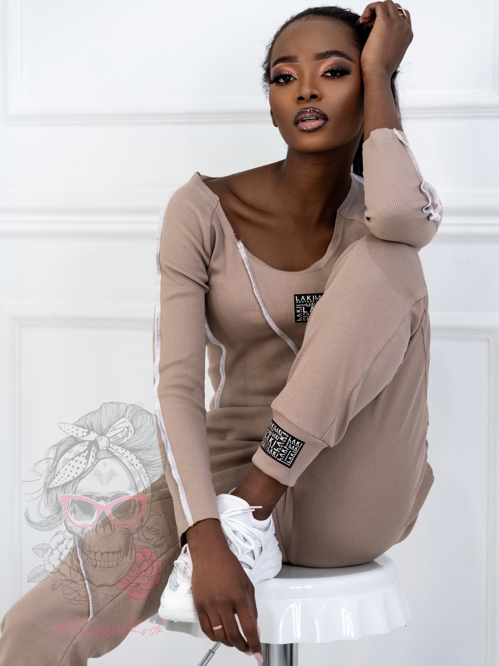 Komplet prążkowany Laki Spring cappuccino