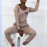 Komplet prążkowany Laki Spring cappuccino