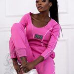 Komplet prążkowany Laki Spring słodki roż