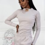 Komplet prążkowany Laki Sort beżowy piaskowy