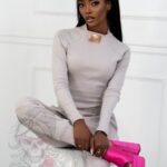 Komplet prążkowany Laki Sort beżowy piaskowy