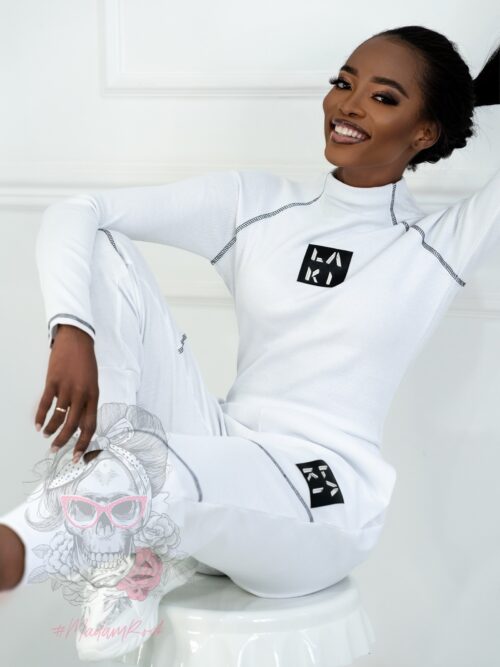 Komplet prążkowany Laki Satempli biały