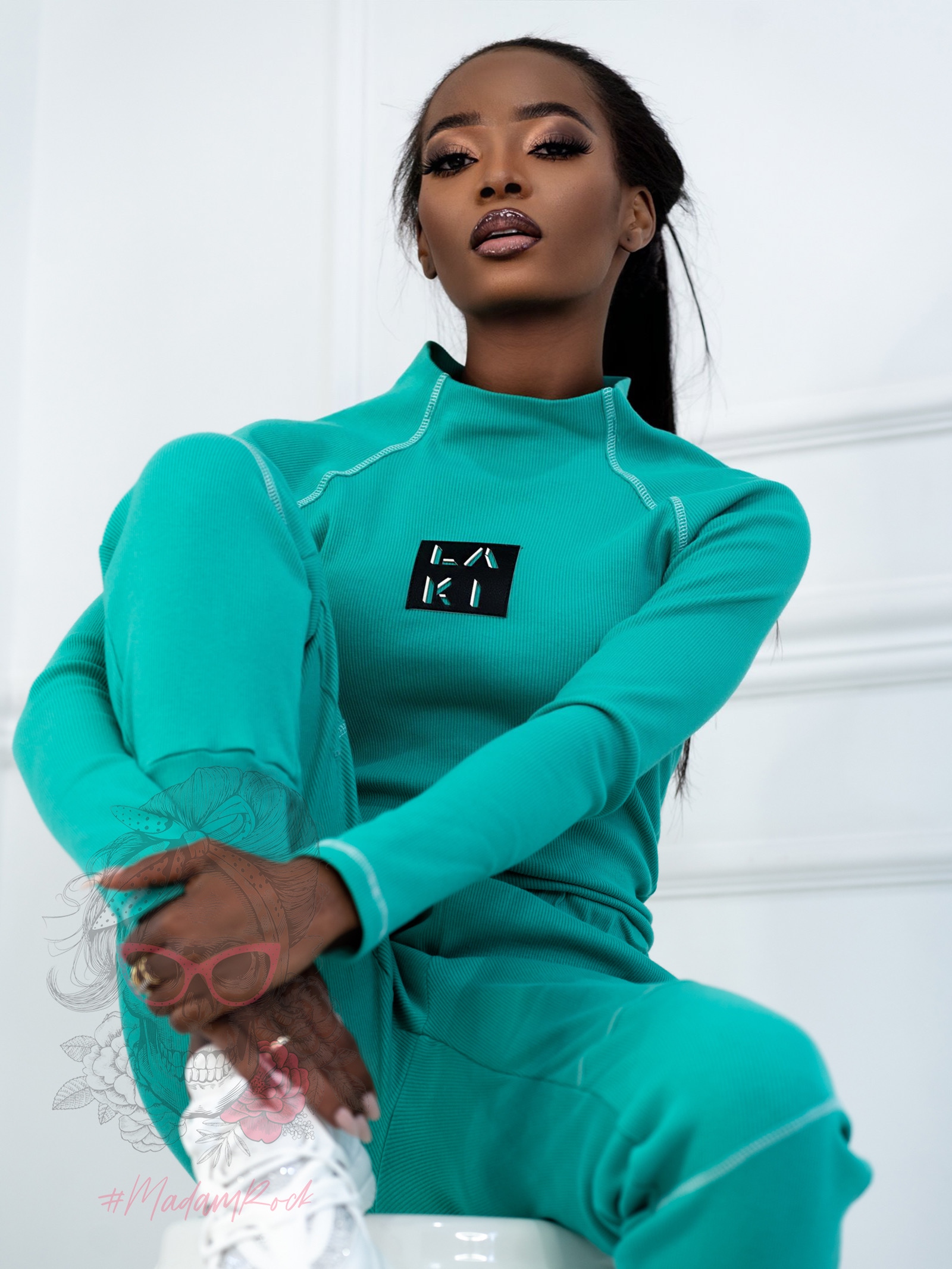 Komplet prążkowany Laki Satempli miętowy