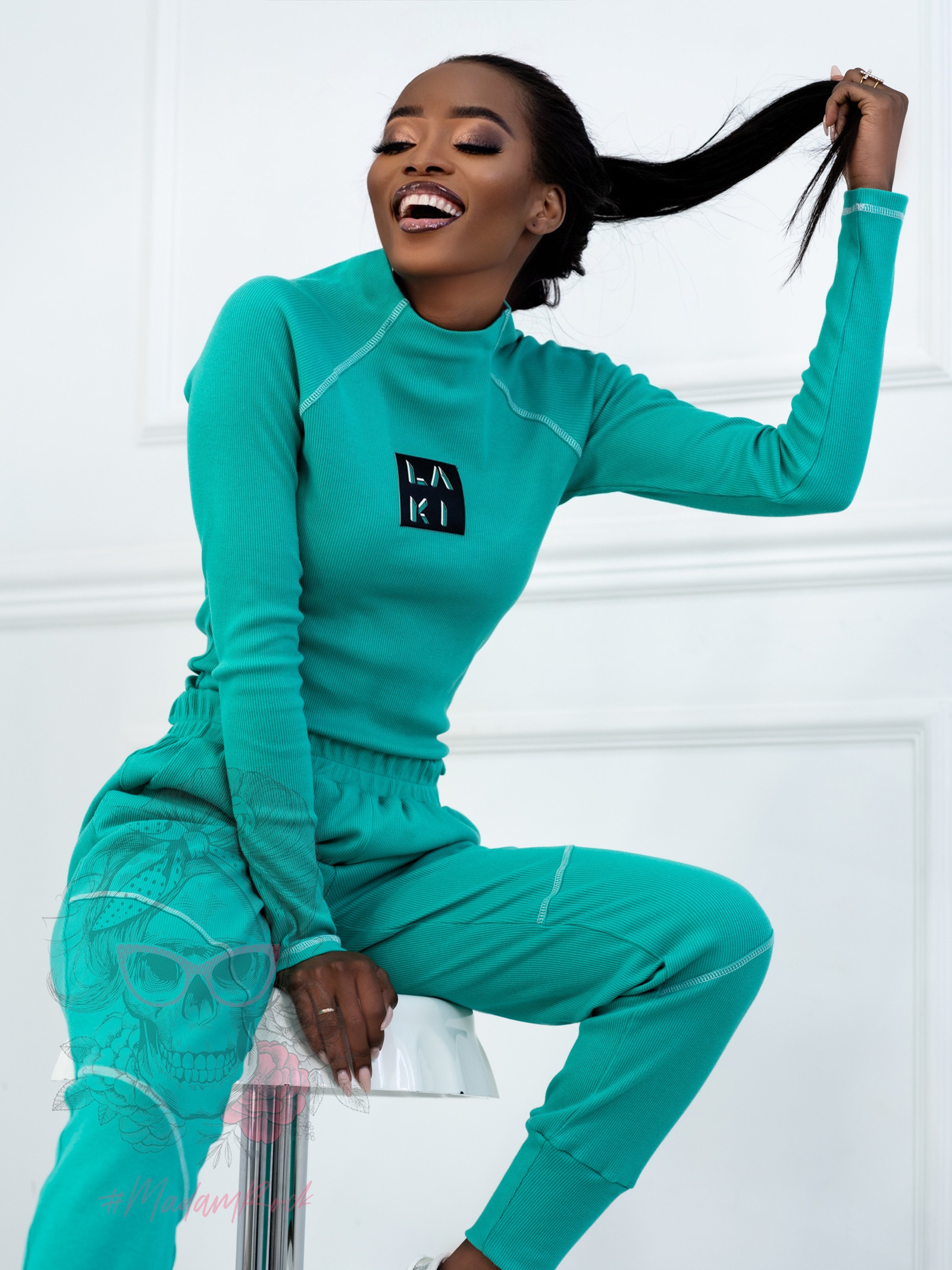 Komplet prążkowany Laki Satempli miętowy