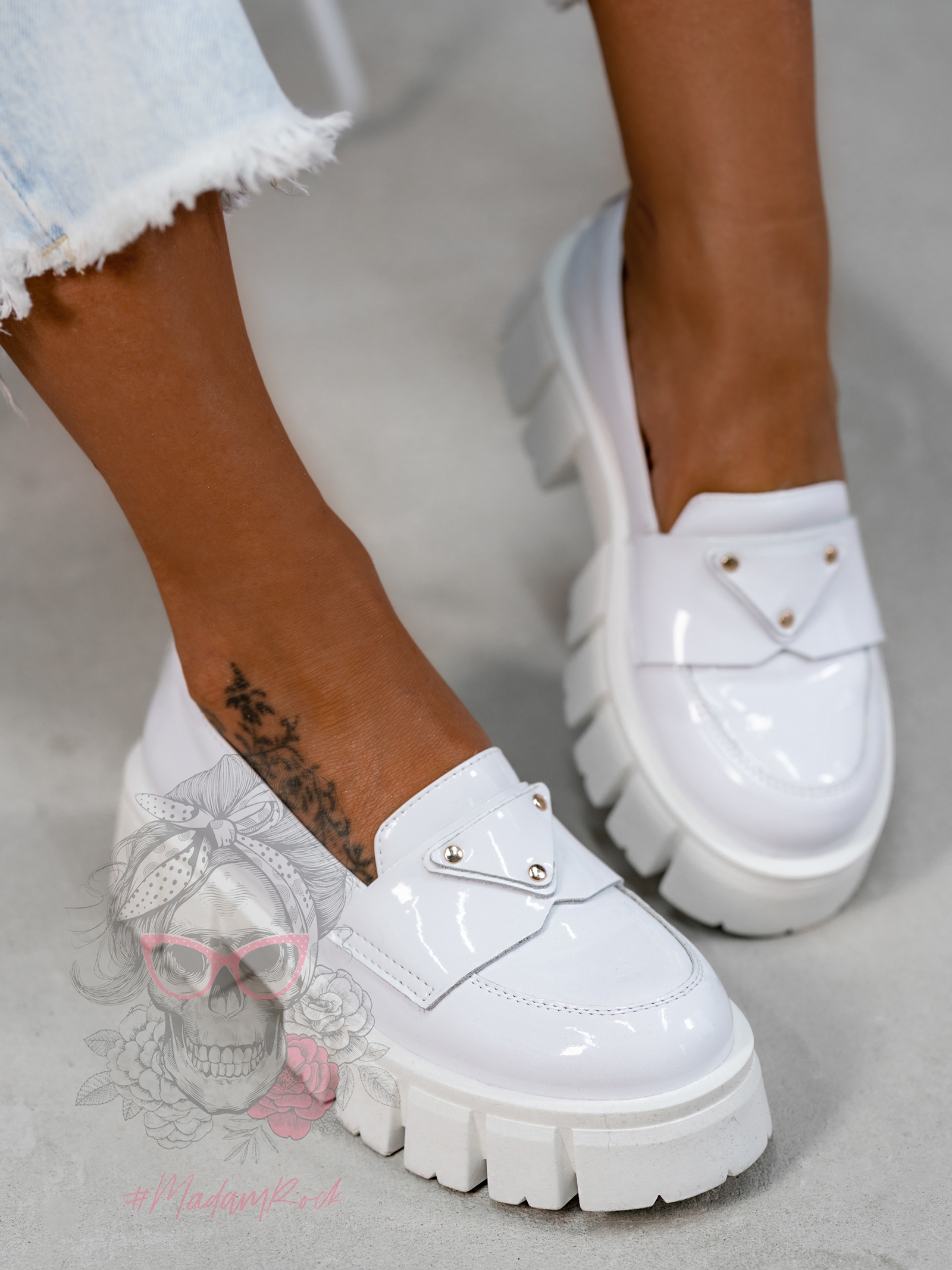 Mokasyny na platformie Elisa białe