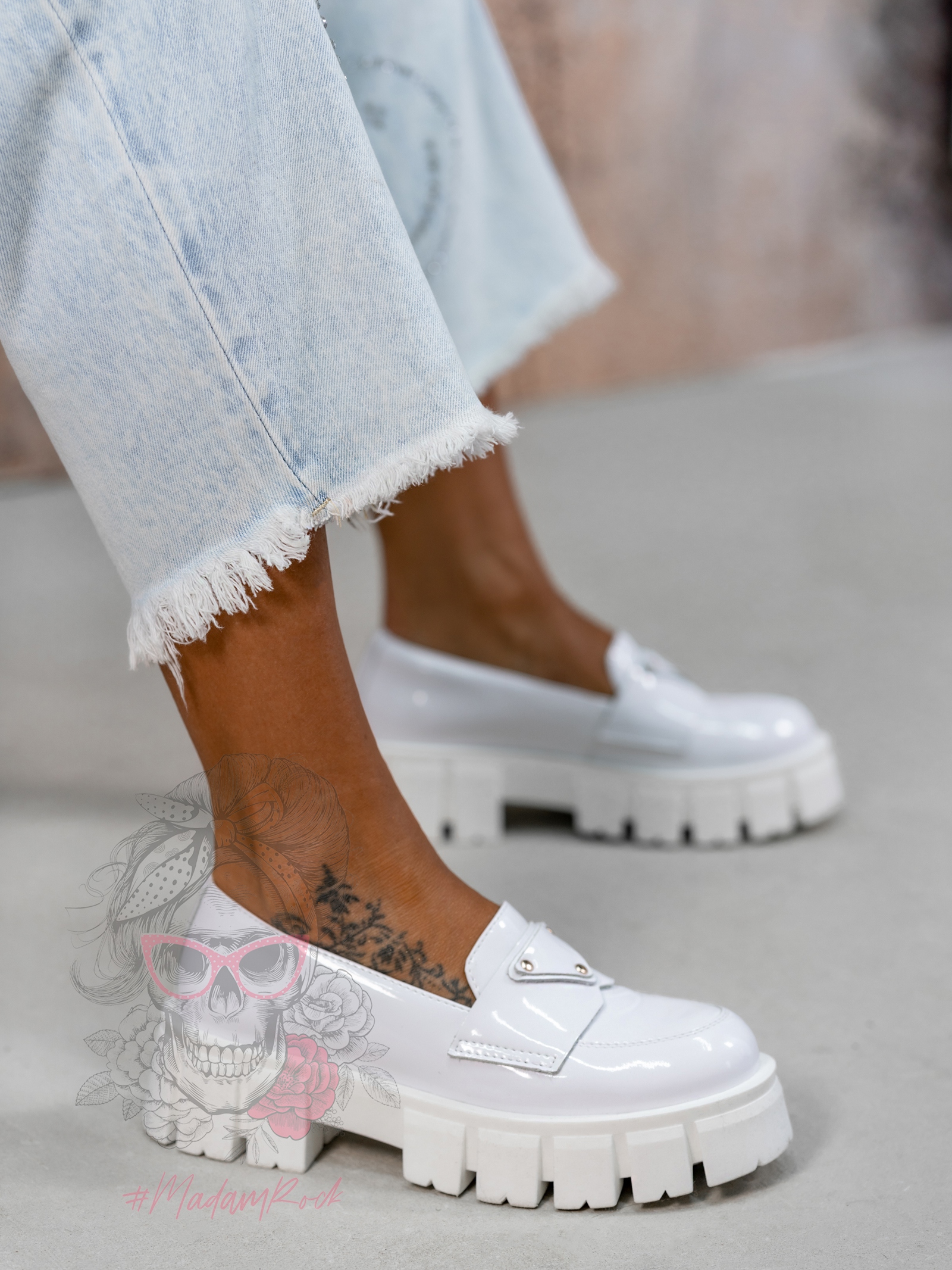 Mokasyny na platformie Elisa białe