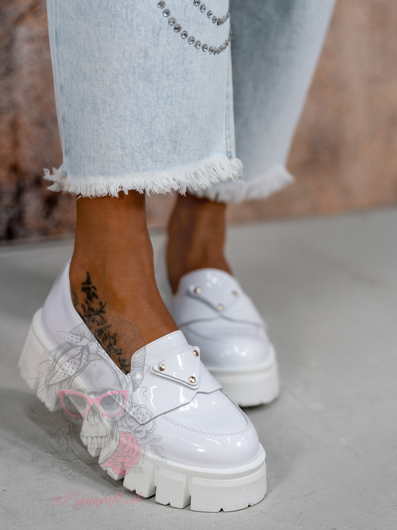 Mokasyny na platformie Elisa białe