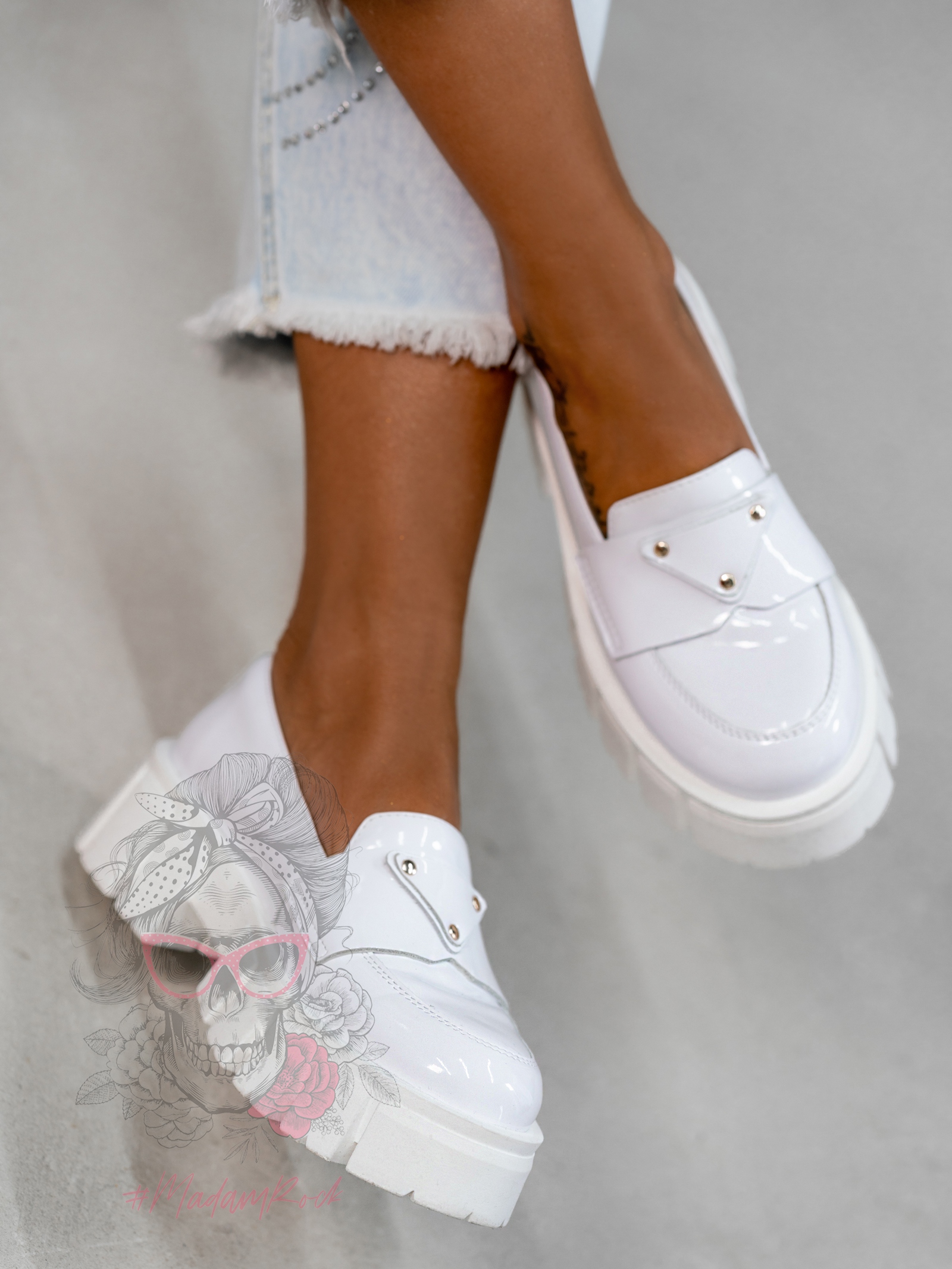 Mokasyny na platformie Elisa białe