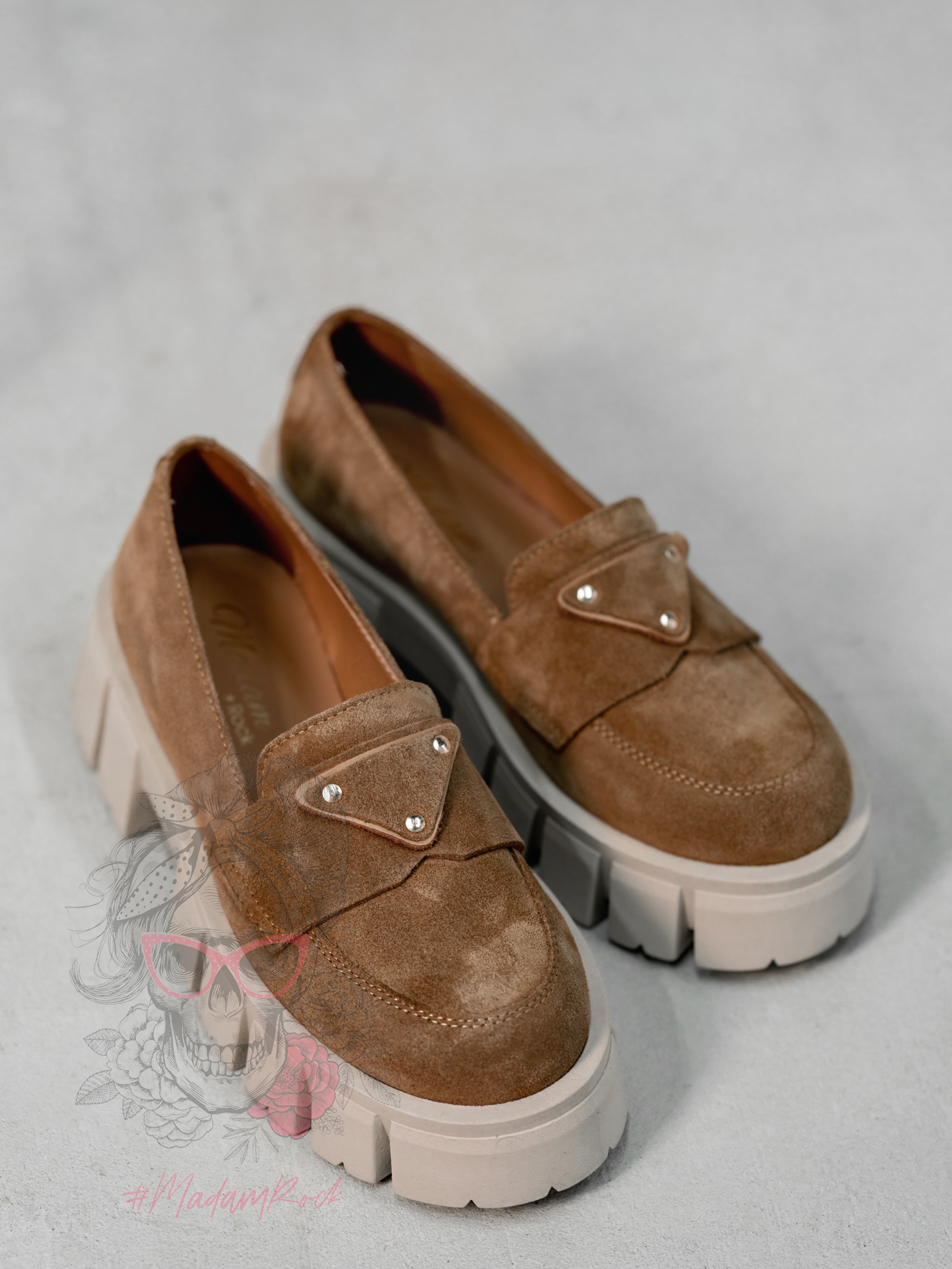 Mokasyny na platformie Elisa karmelowe