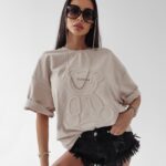 T-shirt bawełniany Timi Ola Voga beżowy