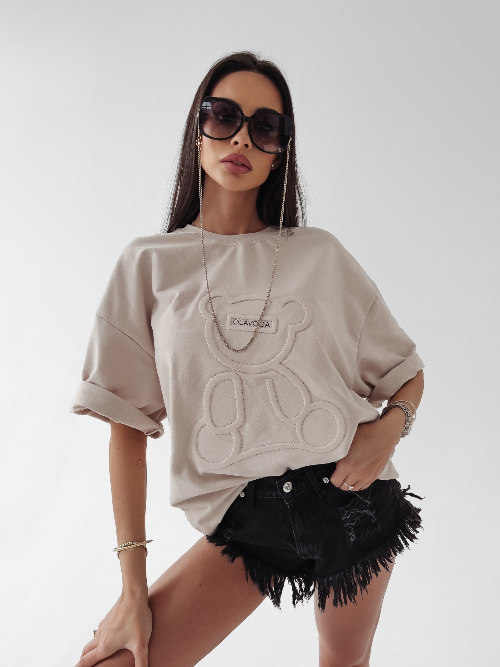 T-shirt bawełniany Timi Ola Voga beżowy T-shirt bawełniany Timi Ola Voga beżowy