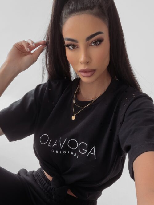 T-shirt bawełniany Roma Ola Voga czarny