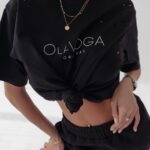 T-shirt bawełniany Roma Ola Voga czarny