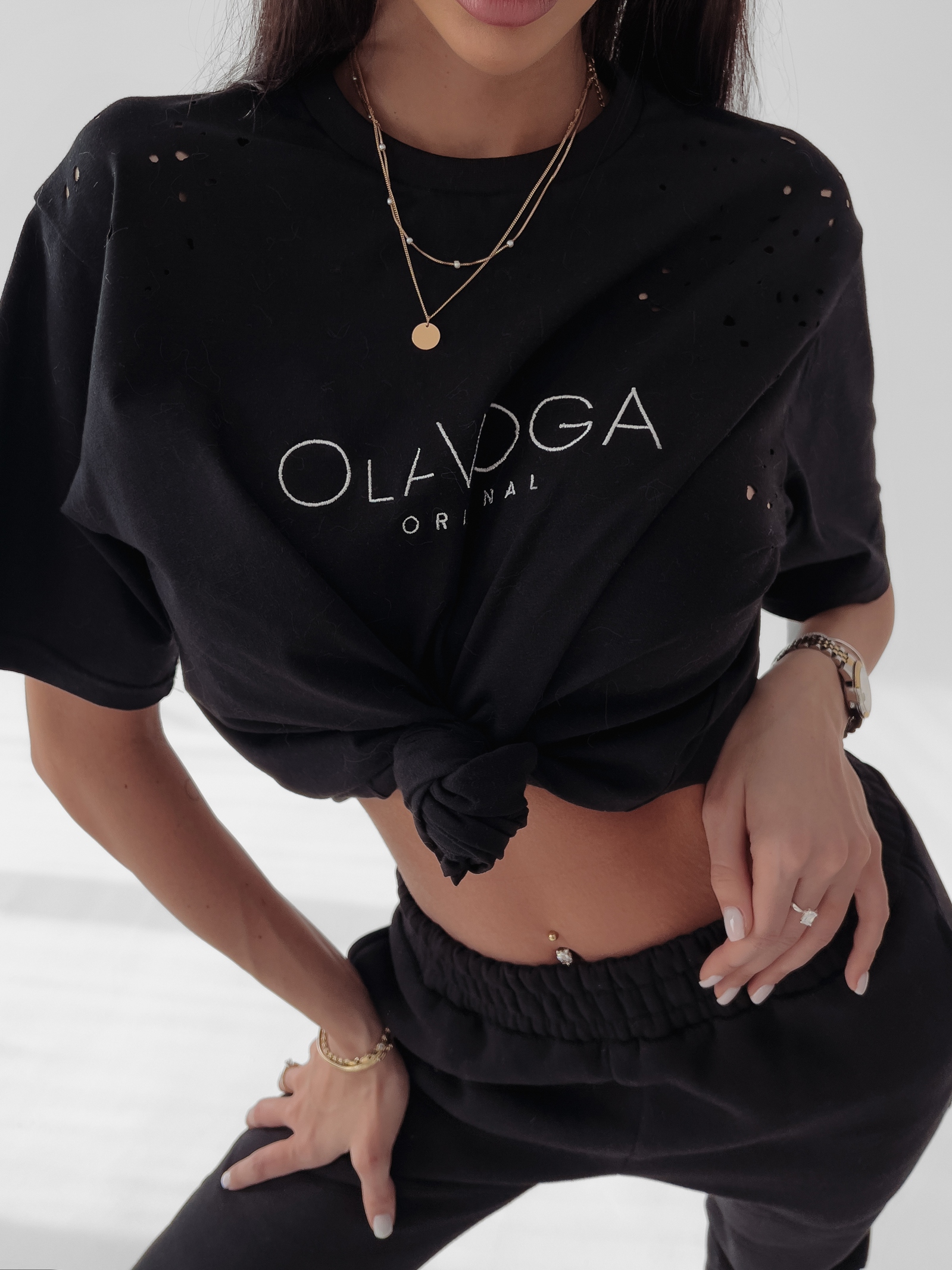 T-shirt bawełniany Roma Ola Voga czarny