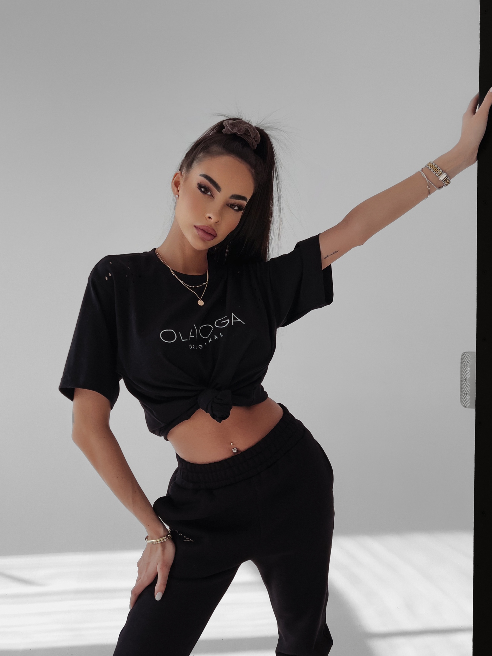 T-shirt bawełniany Roma Ola Voga czarny