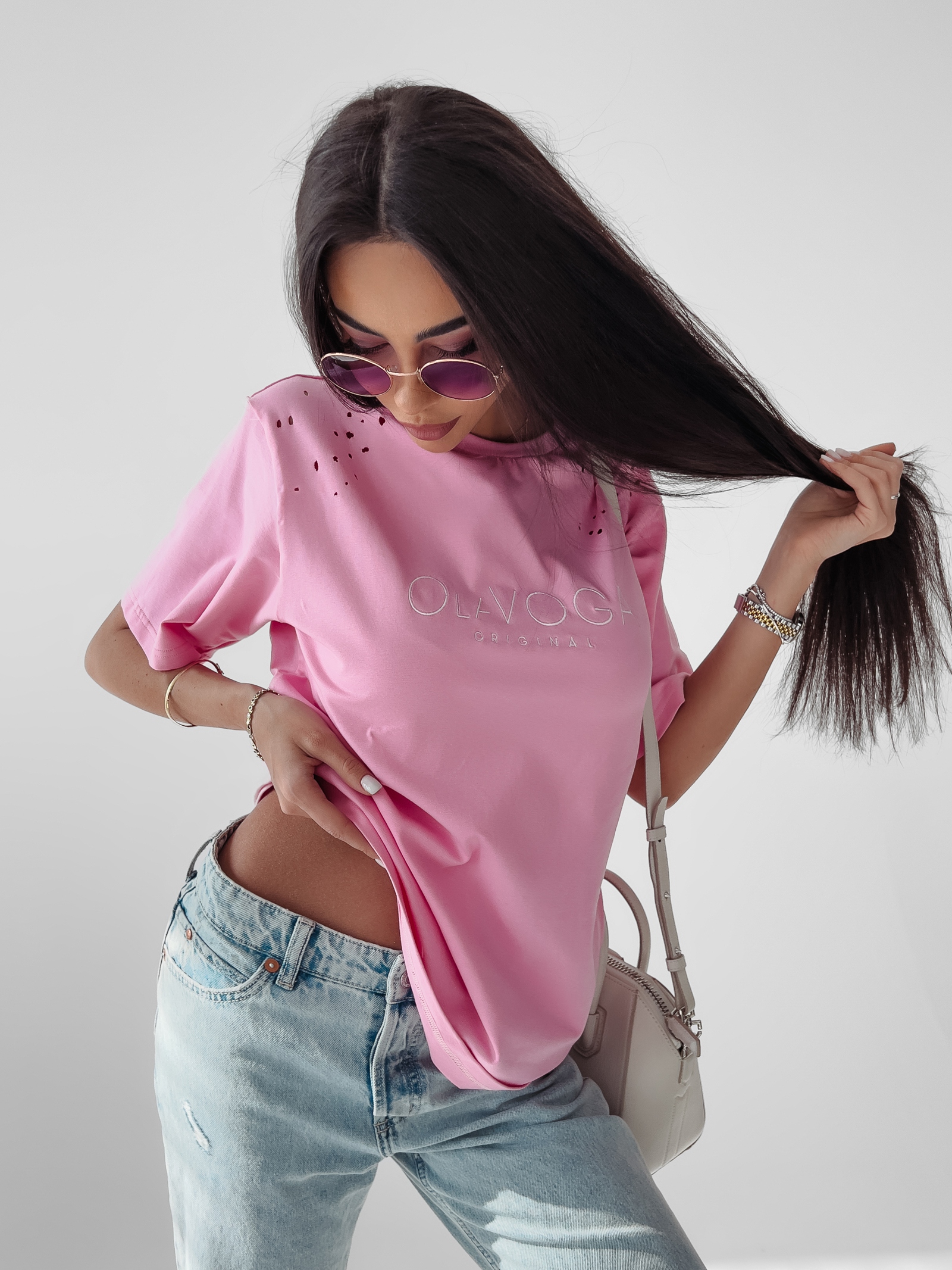 T-shirt bawełniany Roma Ola Voga różowy