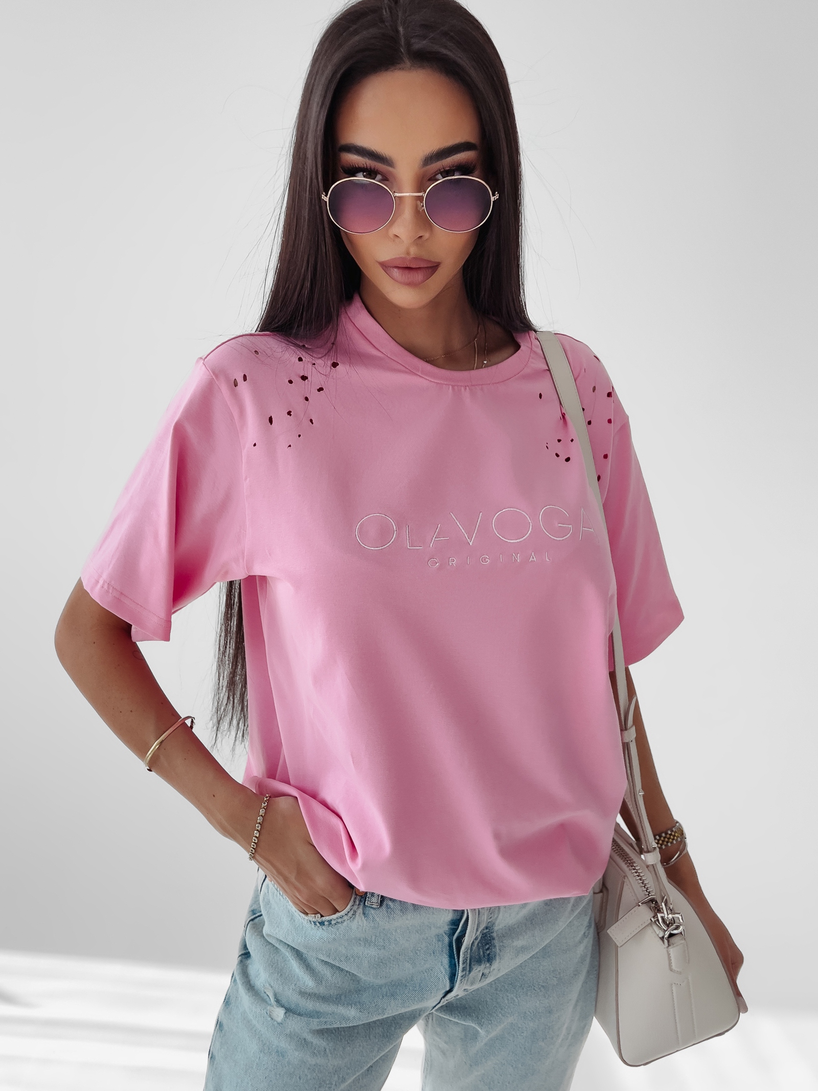 T-shirt bawełniany Roma Ola Voga różowy