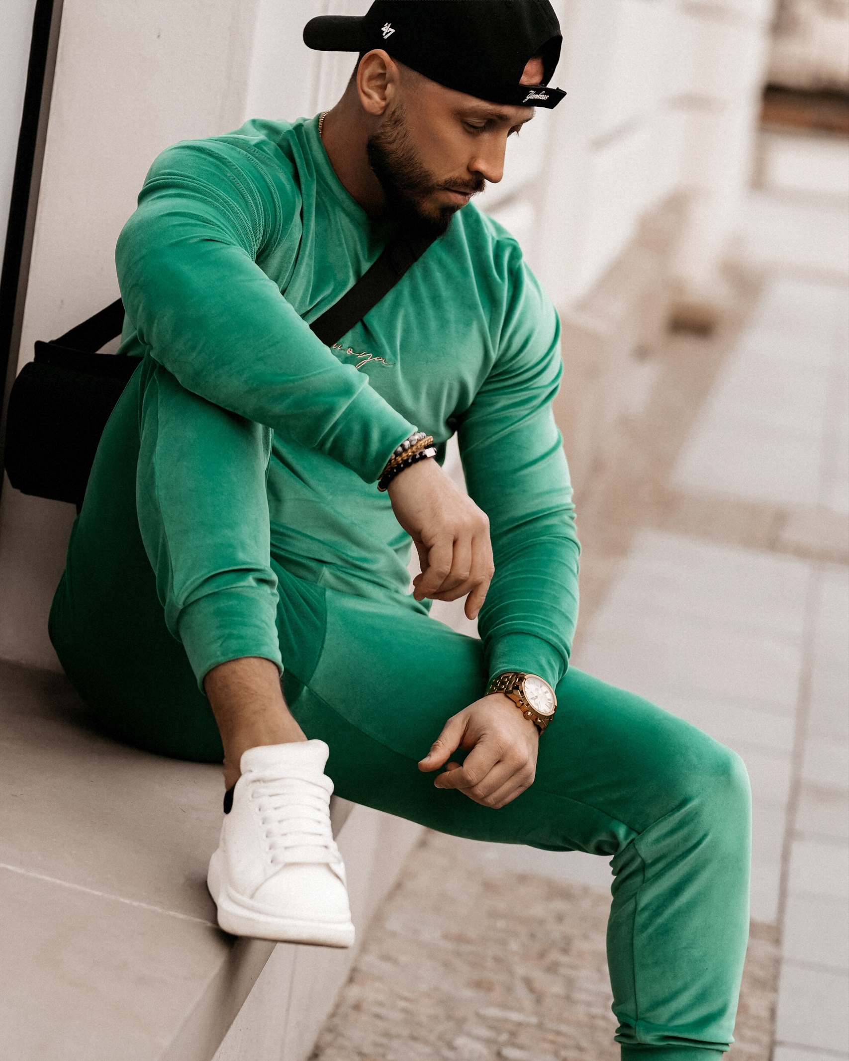 Komplet męski casualowy Paul zielony