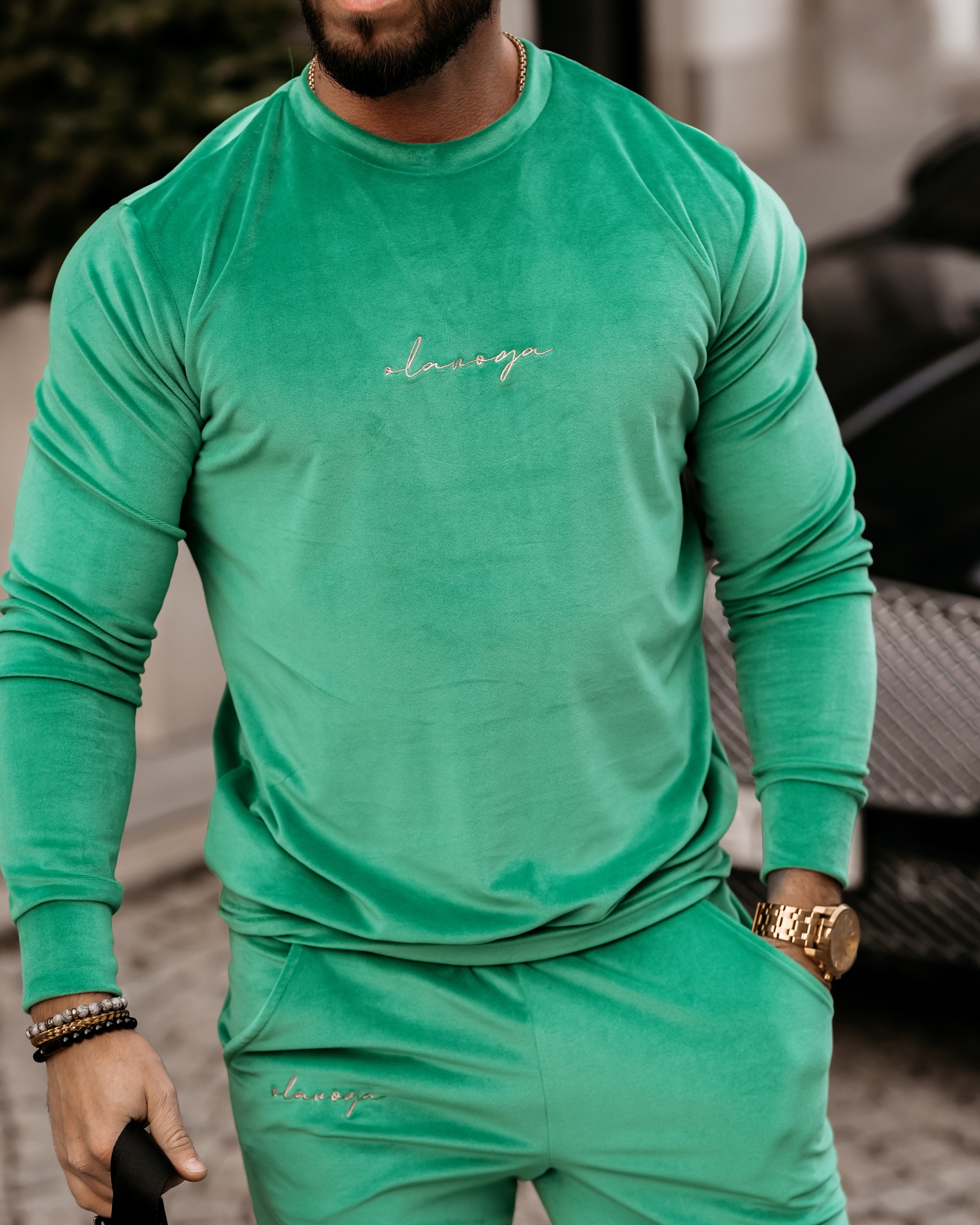 Komplet męski casualowy Paul zielony