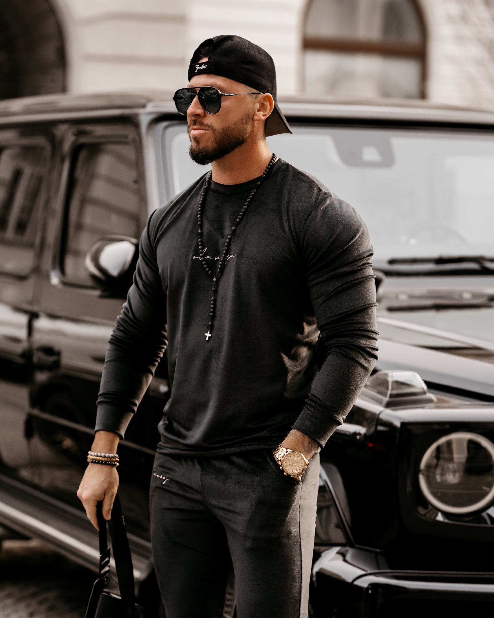 Komplet męski casualowy Paul czarny Komplet męski casualowy Paul czarny