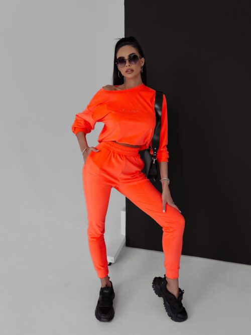 Komplet welurowy Clair Ola Voga neonowy pomarańczowy