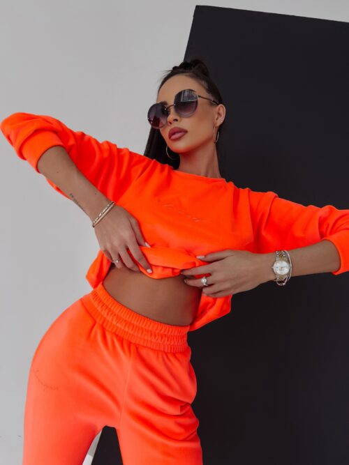 Komplet welurowy Clair Ola Voga neonowy pomarańczowy