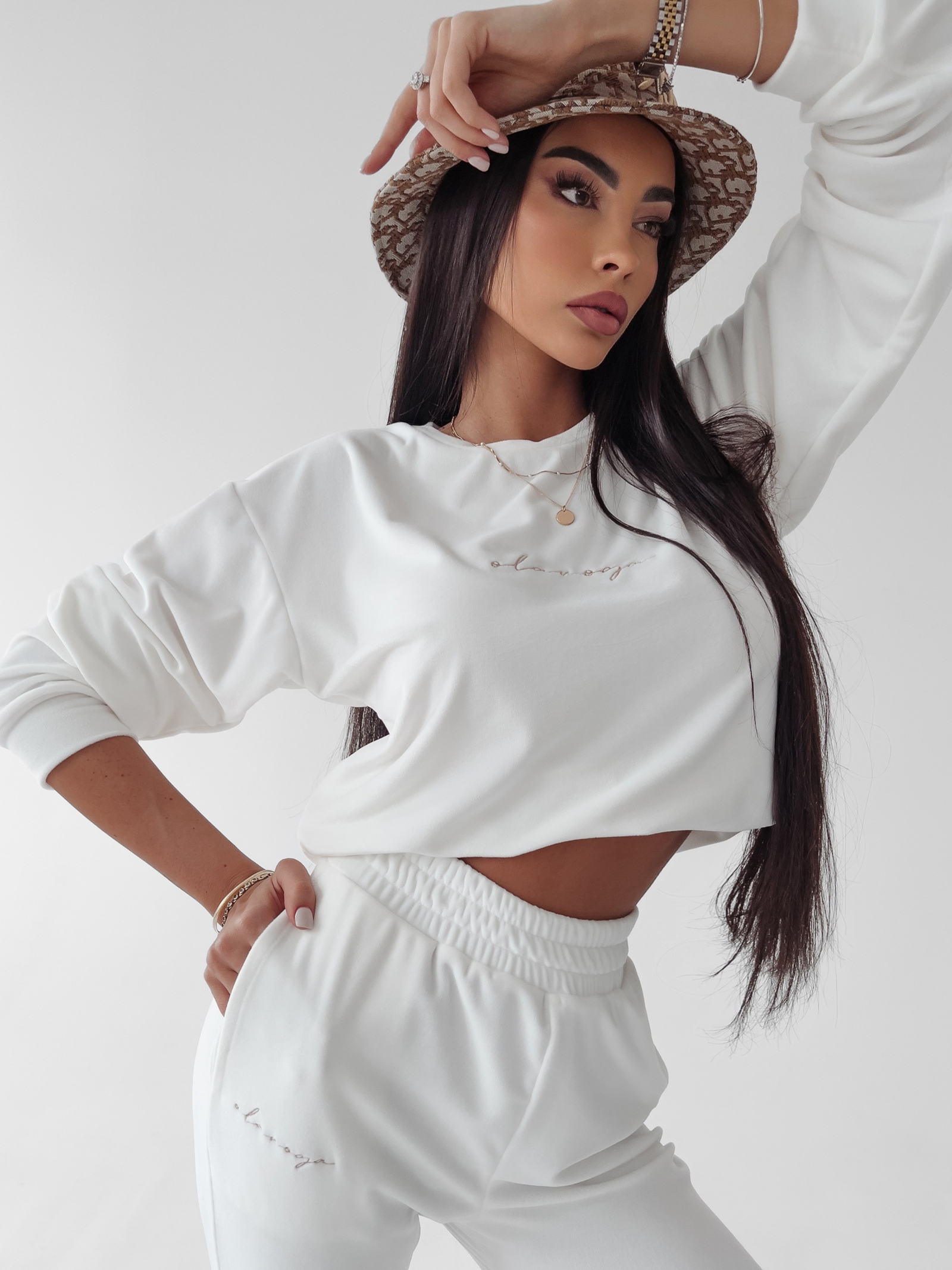 Komplet welurowy Clair Ola Voga ecru