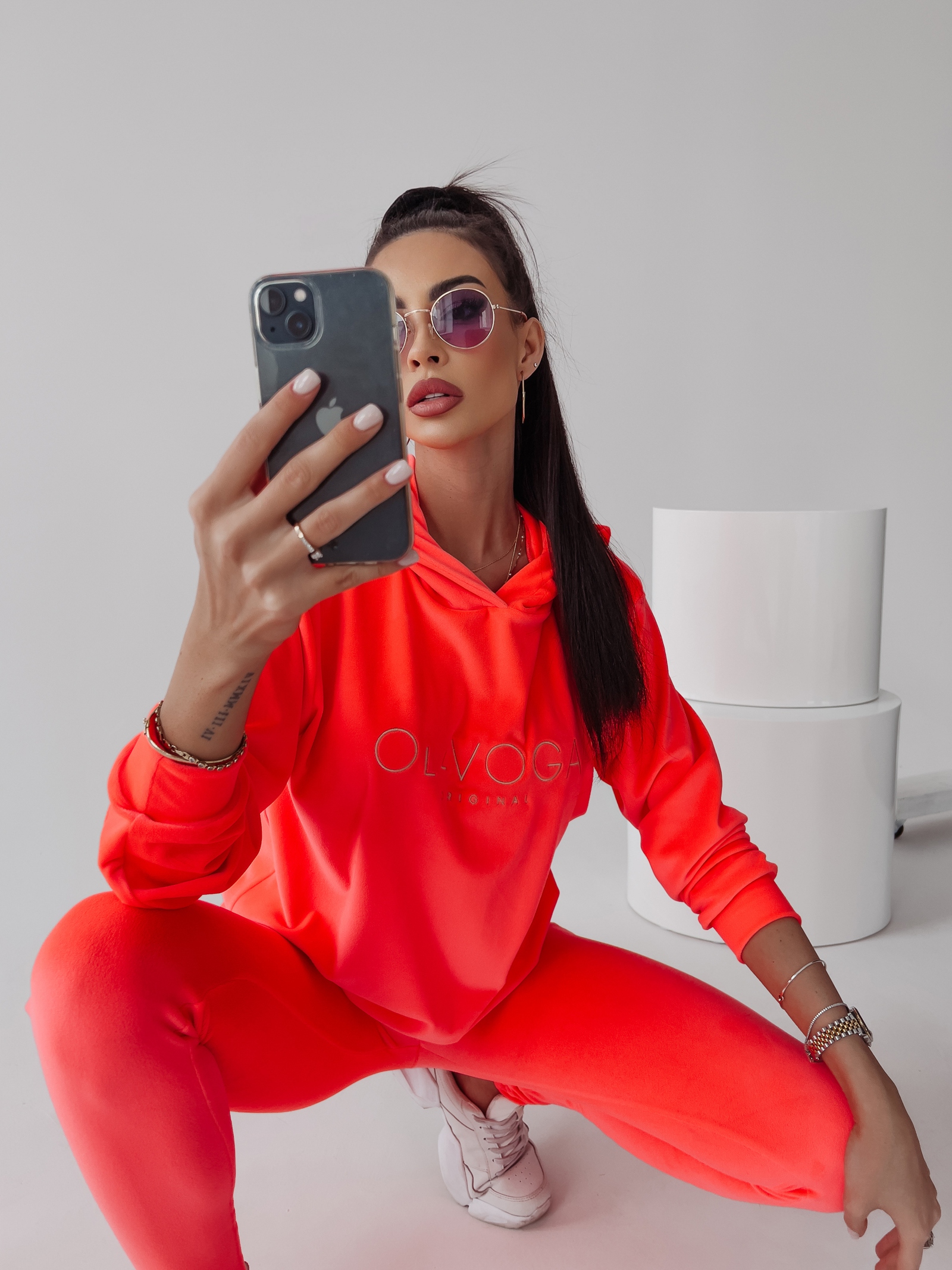 Komplet sportowy damski Lena Ola Voga neonowy pomarańcz Komplet sportowy damski Lena Ola Voga neonowy pomarańcz