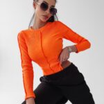 Body prążkowane Jasmine Ola Voga neonowy pomarańcz