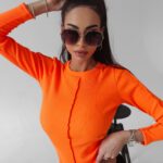 Body prążkowane Jasmine Ola Voga neonowy pomarańcz